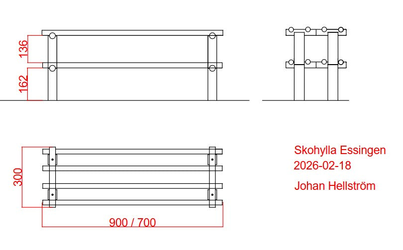 Skohylla Essingen, byggbar hylla