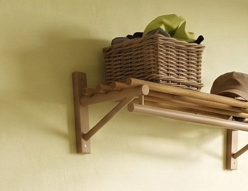 Paket med: Hatthylla 90 cm  och 4 st ankarkrokar , Färger svart och sand